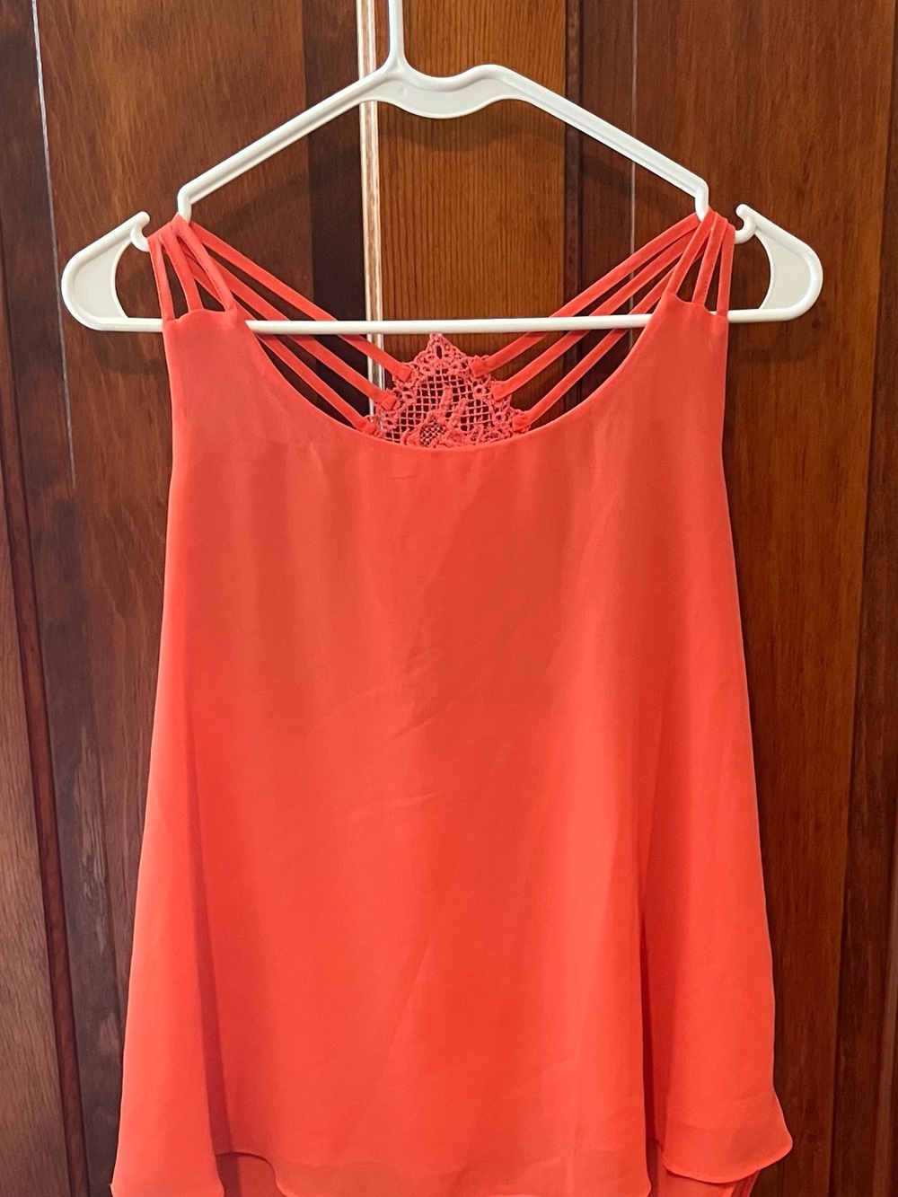 Women's Coral Strappy Crochet-Back Camisole
